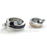 Titanium Lovers Interlocking Circles Pendant Necklace (Free Chain)(One Pair)