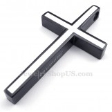 Simple Black White Titanium Cross Pendant Necklace (Free Chain)