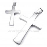 Silver Titanium Cross Couples Pendant Necklace (Free Chain)(One Pair)
