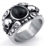 Titanium Agate Inlaid Skull Ring
