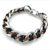 Men's Titanium Skull Leather Bracelet
