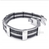 Men's Titanium Rubber Greek Meander Pattern Bracelet