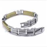 Men's Titanium Gold Trapezoid Bracelet