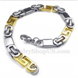Men's Titanium Gold Greek Meander Pattern Bracelet