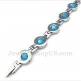 Men's Titanium Blue Round Beads Bracelet
