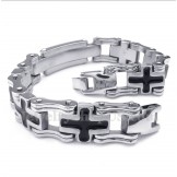 Men's Titanium Black Cross Bracelet