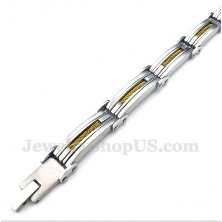 Men's Titanium Gold Cable Bracelet