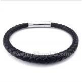 Men's Titanium Black Leather Bracelet
