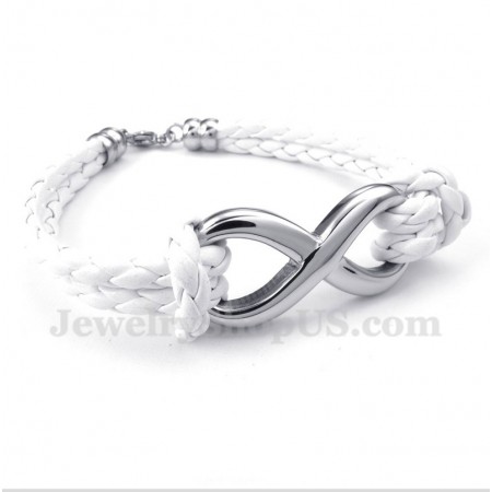 Men's Titanium Infinity Symbol Leather Bracelet