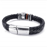 Men's Leather Skull Titanium Bracelet