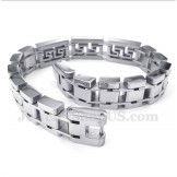 Men's Titanium Greek Meander Pattern Bracelet