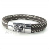Men's Titanium Aries Leather Cable Bracelet
