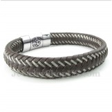 Men's Titanium Leather Cable Bracelet
