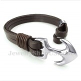 Men's Leather Anchor Bracelet