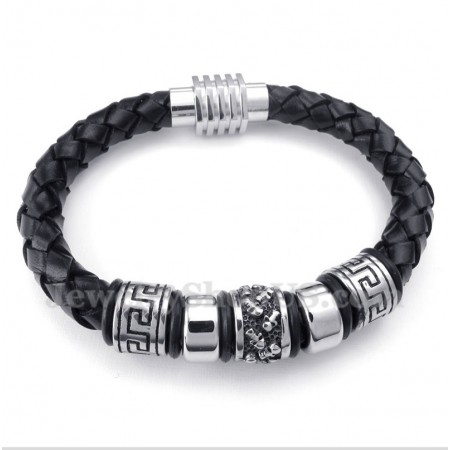 Men's Leather Titanium Bracelet