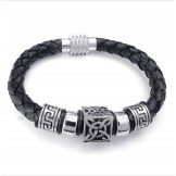 Men's Leather Titanium Bracelet
