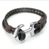 Men's Leather Anchor Bracelet
