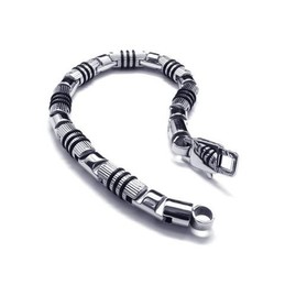 Men's Silver Black 316L Pure Titanium Bracelet Bangle
