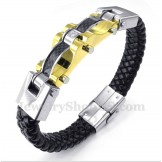 Men's Titanium Carbon Fiber Leather Bracelet