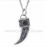 Men's Titanium Casted Horns Black Zircon Pendant with Free Chain