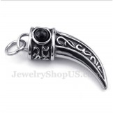Men's Titanium Casted Horns Black Zircon Pendant with Free Chain