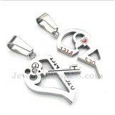 Titanium Heart Shaped Lock Couple's Pendant with Free Chain (One Pair)