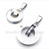 Titanium Diamond Forever Love Round Couple's Pendant with Free Chain (One Pair)