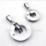 Titanium Diamond Forever Love Round Couple's Pendant with Free Chain (One Pair)