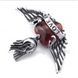 Men's Titanium Love Red Diamond Wings Pendant with Free Chain