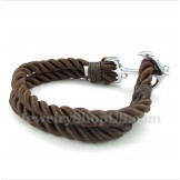 Men's Titanium Anchor Cotton Rope Bracelet