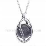 Men's Titanium Black Opal Pendant with Free Chain