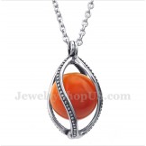 Men's Titanium Red Opal Pendant with Free Chain