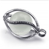 Men's Titanium White Opal Pendant with Free Chain