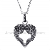 Men's Titanium Diamond Feather Pendant with Free Chain