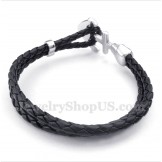 Men's Anchor Leather Titanium Bracelet