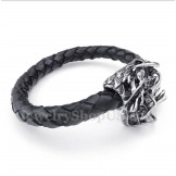 Men's Chinese Dragon Head Leather Bracelet