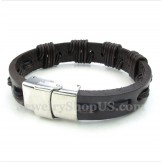 Men's Leather Titanium Bracelet