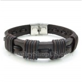 Men's Leather Titanium Bracelet