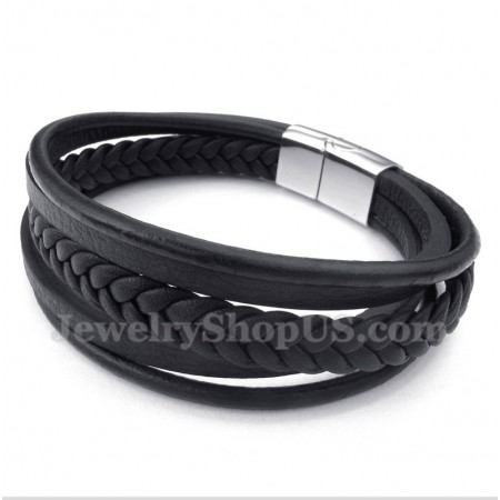 Men's Leather Titanium Bracelet