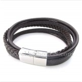 Men's Leather Titanium Bracelet