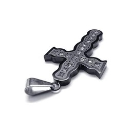 Mens Black Pure Titanium Pendant Cross Necklace Chain