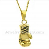 Men's Titanium Gold Boxing Glove Pendant with Free Chain