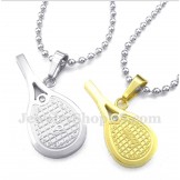 Titanium Feather Tennis Rackets Couple's Pendant with Free Chain (One Pair)
