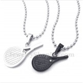 Titanium Feather Tennis Rackets Couple's Pendant with Free Chain (One Pair)