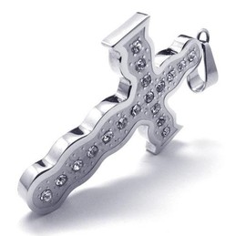 Men's Silver Pure Titanium Cross Pendant Necklace (New)