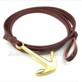 Men's Leather Anchor Titanium Bracelet