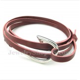 Men's Leather Hooks Titanium Bracelet