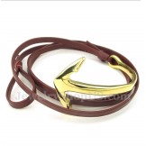 Men's Titanium Leather Anchor Bracelet