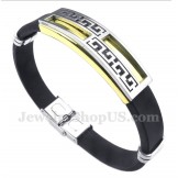 Men's Titanium Rubber Gold Greek Meander Pattern Bracelet