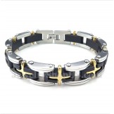 Men's Titanium Gold Cross Bracelet